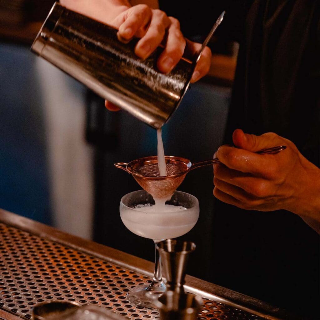 beaker and gray cocktail