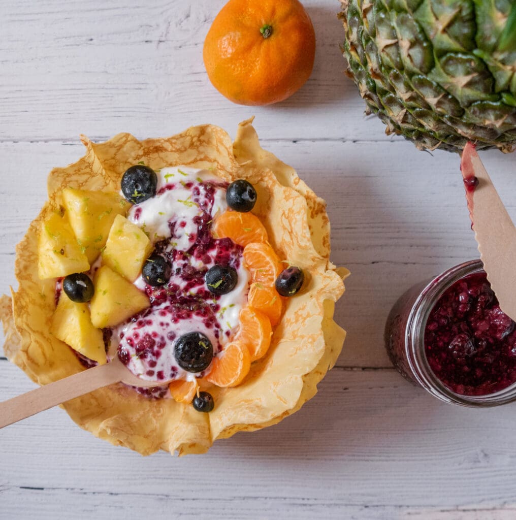 Fruit and Yogurt Crepe Bowl