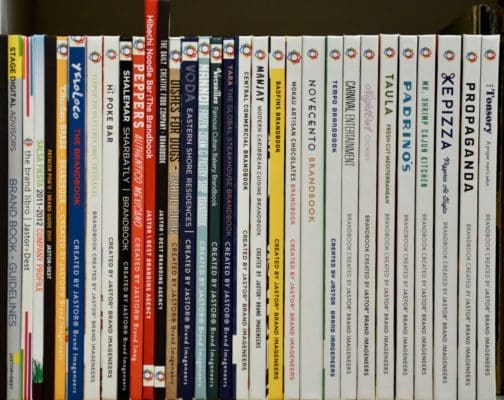 Shelf of brand books